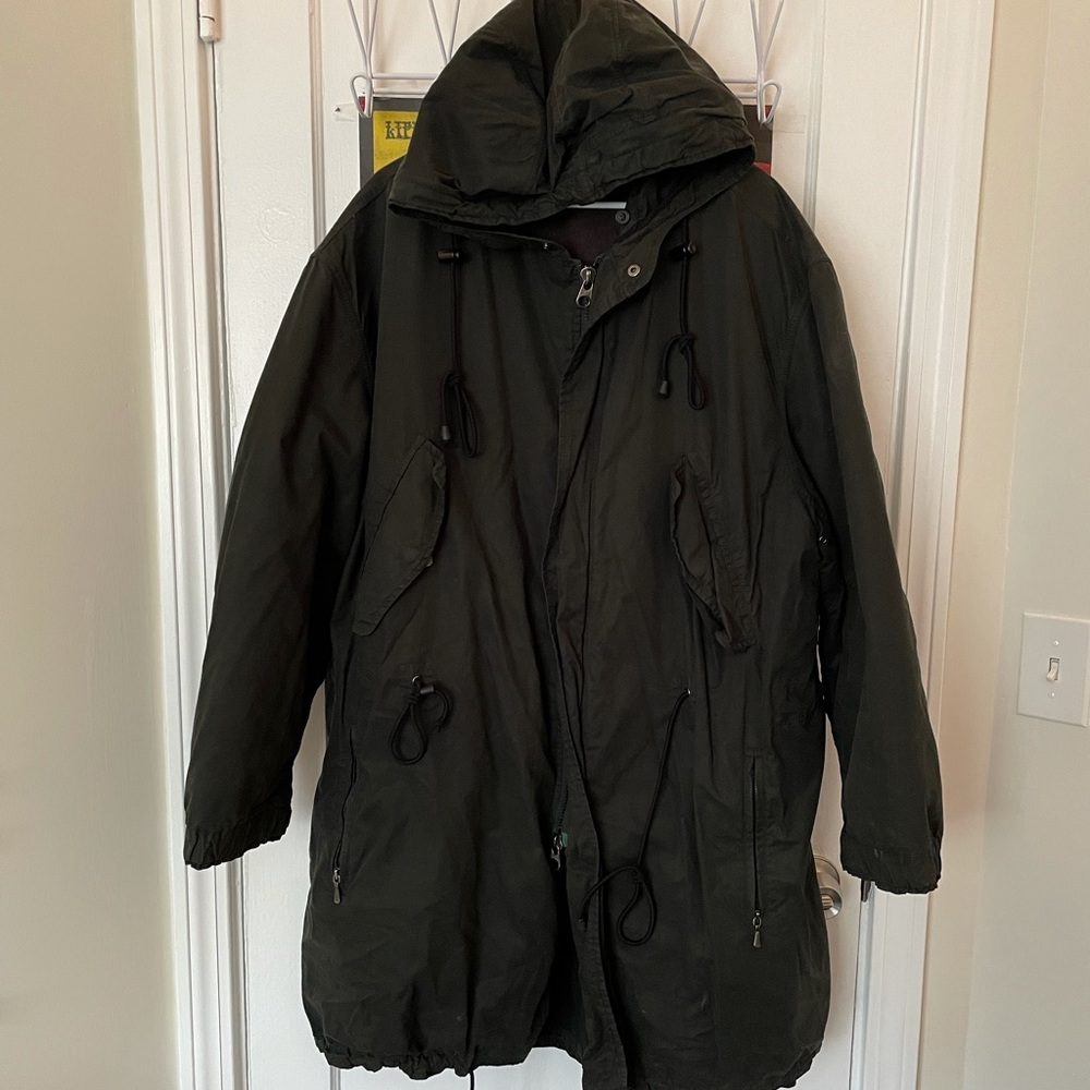 Green trench coat